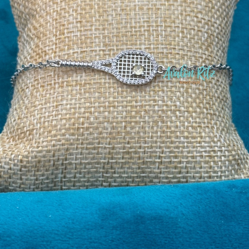 Avalon Tennis Racket Bracelet with Clear Crystal Trim